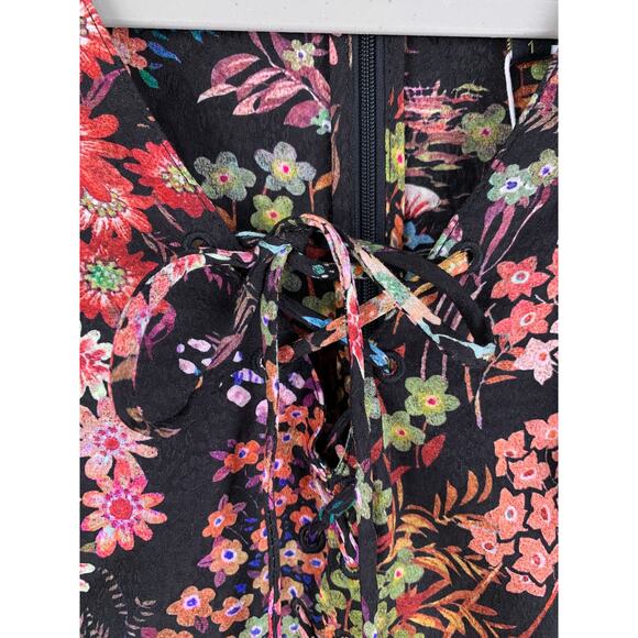 Ted Baker Hendria Ruffle-Trim Mini Dress Womens Size 4 Ted Size 1 Black Floral - Picture 8 of 14